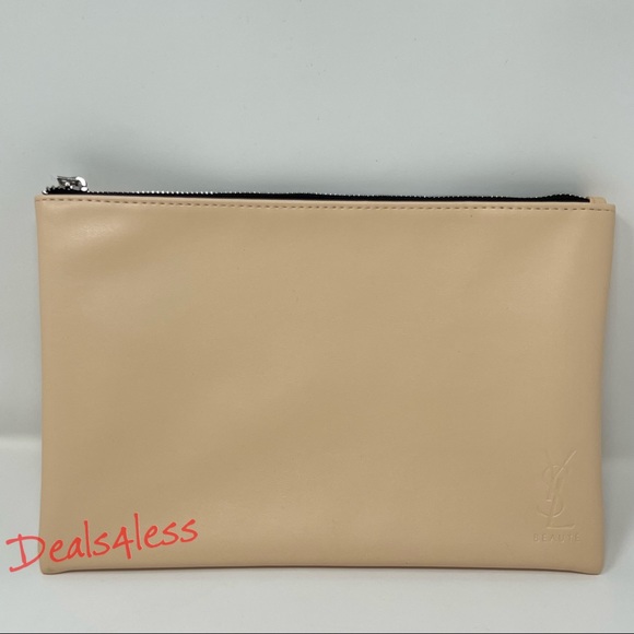 YSL Beauty Beige Makeup Cosmetic Bag with 
